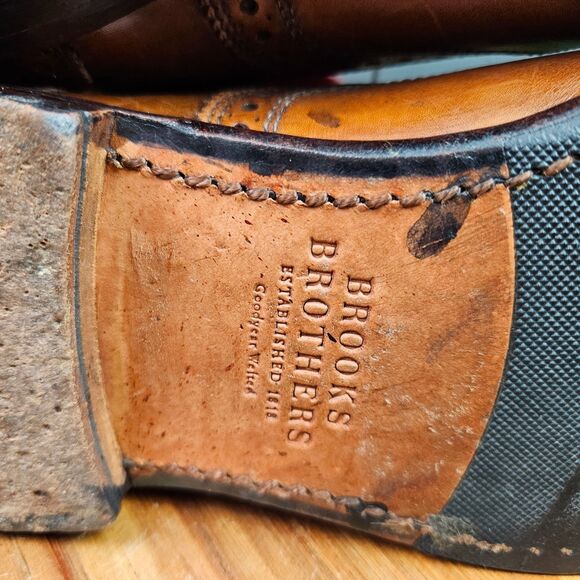 Brooks Brothers Walnut Brown Leather Medallion Cap Toe Men Size 7.5 D Lace Up main image 13